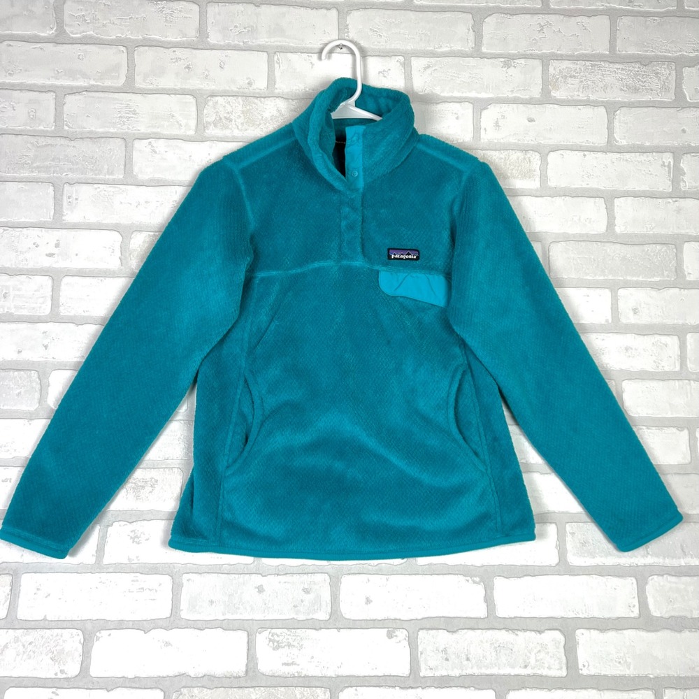 Patagonia Re-Tool Snap-T Fleece Pullover Women Small Teal Blue 25442